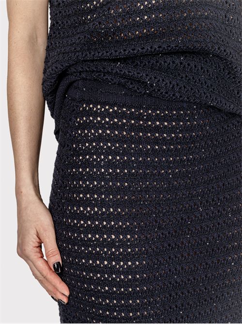 Pencil skirt in striped cotton ribbon with brilliant sequins FABIANA FILIPPI | GND275F788L3535146